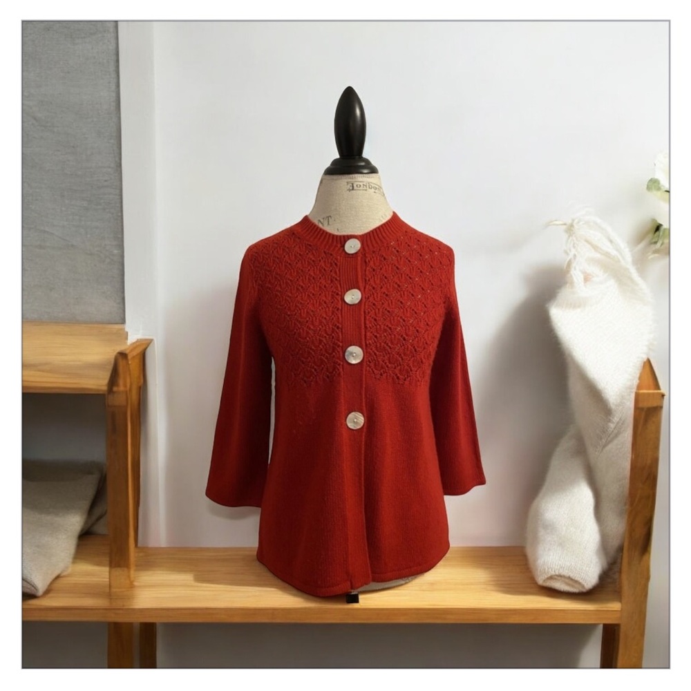 VTG Kim Rogers Mixed Knit Cardigan- Fit&Flare-EUC- Sz L Petite-Lagenlook ❤️